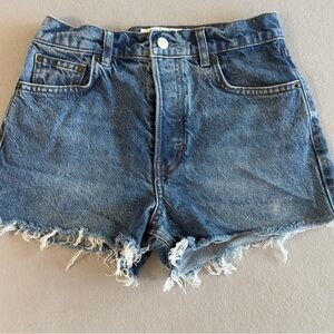 Reformation Distressed High-Rise Cut Off Denim Shorts